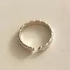 Anel de Prata Esterlina S925 com Padrão de Diamante Estilo Coreano Joia para Mulheres, Anel Aberto Minimalista para Dedo Indicador, Anel de Design de Nicho