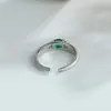 Anillo retro de circón esmeralda estilo unisex para dedo índice moda nicho anillo abierto de hilo de alta calidad
