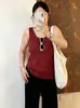 Chaleco de punto con cuello en U para mujer talla grande, colección otoño 2026, capa interior básica y versátil sin mangas para mujeres con curvas