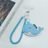 Popular correa de teléfono/llavero con forma de ballena azul de cuero PU, correa de muñeca anti-pérdida, cordón corto y grueso con clip