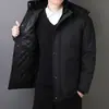 Jaqueta Masculina de Meia-idade Inverno Tamanho Grande com Forro de Lã Espessada Quente com Capuz Casaco de Algodão de Inverno Roupas de Algodão para Meia-idade