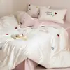 Conjunto de Quatro Peças de Algodão de Fibra Longa de Xinjiang Desenho Animado Fofo Lençol e Fronha 100% Algodão Luxo Leve Toque de Alta Qualidade Roupa de Cama para Todas as Estações