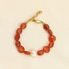 Nueva pulsera de ágata roja estilo chino, perla barroca, simple, retro, para novias, versátil, de alta calidad para mujer