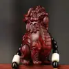 Pieza de Mano de Unicornio y Pixiu Tallada en Palo de Rosa, Colgante Artesanal, Pieza de Juguete Portátil, Colgante de Madera Maciza