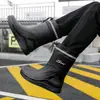 Nuevos Zapatos de Lluvia para Hombre Zapatos de Agua Caña Media Cinturilla Elástica Zapatos de Goma Antideslizantes Ropa de Exterior Pesca Suela Suave Lavado de Autos Jinete Botas de Lluvia para Hombre