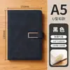 Caderno A5 personalizável com impressão de logo, espessado para uso empresarial e de escritório, com gravação, capa simples de couro PU, direto da fábrica