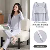 Conjunto de Pijama de Algodón Puro para Mujer Otoño/Invierno 2026 con Mangas Largas, Pantalones Largos, Copas en el Pecho y Tirantes Ajustables