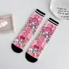 Calcetines de Dibujos Animados Estilo Japonés para Mujer, Algodón Peinado con Lindas Ilustraciones de Anime, Calcetines de Tubo Medio para Mujer, Estilo Universitario, Calcetines Largos de Moda al por Mayor