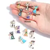 Accesorios de Gato de Esmalte con Estampado Lindo de Dibujos Animados Llavero DIY Colgante de Arete Encanto de Aleación W631