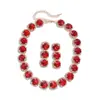 Conjunto de Dos Piezas de Pendientes Redondos y Collar Tachonados con Diamantes Estilo Europeo y Americano, Cadena para Clavícula Estilo Corte Nicho, Conjunto de Joyería para el Cuello de Lujo Ligero de Gama Alta para Mujeres