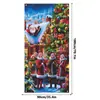 Cortina de Puerta de Decoración de Fondo Navideño Transfronteriza, Tela de Fondo para Fotografía de Fiesta Navideña con Agujeros en las Cuatro Esquinas para Colgar