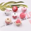 Accesorios de Joyería DIY Cuentas de Madera Inglesas con Estampado de Corazón Cuentas Sueltas Estilo Dulce Cuentas de Madera Decorativas con Forma de Corazón Cuentas Sueltas Accesorios Hechos a Mano