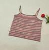 Cadena Arcoíris Camisola de Punto para Niñas Ropa de Verano para Exteriores Puro Deseo Hombros Descubiertos Retro Ajustada Ceñida Corta