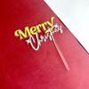 Cross Border Ins Style Bronzeamento de madeira Marcação Dupla Camada Feliz Natal Bolo Acrílico Plug-in Suprimentos para Festa de Natal
