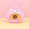 Bolsa de monedas con cremallera de silicona de dibujos animados Llavero de mano Color macarrón Mini bolsa de monedas Bolsa de almacenamiento para niños Regalo
