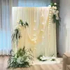 Conjunto de decoração de quarto de casamento com cortinas de tecido, guirlandas, roupão, decoração de fundo, área de recepção de casamento, sessão de fotos, arranjo de flores artificiais