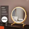 Espejo de Maquillaje LED de Escritorio con Luces para Uso en Casa, Espejo Inteligente para Tocador de Habitación de Niñas, Espejo de Mesa Giratorio