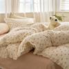 Ins Renda Coreana Fio Duplo Camada Roxo Taro Floral Pequeno Jogo de Cama Quatro Peças 1,5m 1,8m Algodão Puro