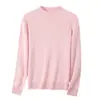 Suéter de punto morado para mujer con cuello medio, 30% cachemir 70% lana, para otoño, holgado y versátil, suéter básico de cuello medio alto