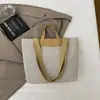 Bolsa Tote de Grande Capacidade de Moda Coreana para Mulheres, Bolsa de Mão Moderna com Costura em Cores Contrastantes, Bolsa de Ombro Simples Japonesa para Axila