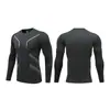 Body de Base de Alta Elasticidade para Uso Externo Masculino Corrida Esportes Ciclismo Secagem Rápida Respirável Estampado Manga Longa Camiseta Top de Treino