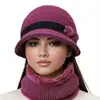 Sombrero de madre para mujeres de mediana edad y ancianas, otoño e invierno, cálido, con felpa adicional, gorro de lana tejido grueso, protección contra el frío, sombrero tipo cubo para abuela, señora mayor