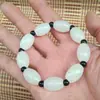 Direto da fábrica pulseira de jade afegão jade branco contas cilíndricas elástica chineses no exterior couro amarelo jade natural pulseira de jade presente