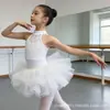 Traje de Dança de Gola Alta para Crianças, Vestido de Balé de Renda de Verão, Traje de Dança Chinesa para Crianças