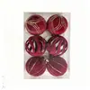 Nueva Bola Navideña de Terciopelo Transfronteriza, Adorno Colgante para Árbol de Navidad con Forma Irregular, Bola Decorativa con Diseño Calado, Piña de Pino, Rojo Vino, 8cm, 4 Piezas