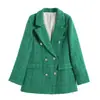 Ropa nueva para mujer de estilo americano transfronteriza 2026, blazer de doble botonadura de longitud media con textura en cuatro colores, moderno y elegante