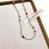 Colar de Contas de Rodolita Natural com Corrente Clavicular de Girassol Dourado, Nicho Luxo Leve Sofisticado Versátil Gargantilha Pingente