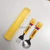 Lindo Vajilla Infantil de Dibujos Animados Hello Kitty Cuchara Tenedor Palillos traje Vajilla para Estudiantes Caja de Regalo