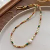 Colar com Pingente de Pérola Plissada Gota d'Água Barroco Francês, Corrente para Clavícula com Contas de Design Vintage, Minimalista de Nicho para Mulheres