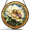 Jardín Cruzado Abeja Vidrio Colgante de Colores Adorno de Vidrio para Colgar en Casa Decoración de Ventana Atrapasoles de Jardín