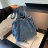 Bolsa de balde jeans transfronteiriça feminina 2024 novo outono e inverno casual elegante bolsa de ombro de grande capacidade bolsa geral