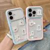 Funda de teléfono de muñeco de cachorro 3D adecuada para Apple 17 Pro Max, caricatura de lunares, 16/15, colores contrastantes, ventana grande, 14