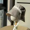 Sombrero de Sol de Encaje de Lunares Estilo Coreano con Ala Ancha, Ala Plegable, Correa de Atar, Protección Solar para Viajes Sombrero de Pescador para Mujer