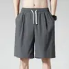 Pantalones Cortos Casuales Finos para Hombre Transfronterizos Estilo Hong Kong, Corte Holgado, Talla Grande, Pantalones Cortos Deportivos de Seda de Hielo para Hombre, Ropa de Exterior de Verano, Pantalones Cortos Grandes