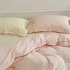 Sábana de Cama Simple de Algodón Puro, Hilo de Algodón Lavado Teñido en Hilo, Funda Nórdica, Sábana Ajustable, Juego de Tres Piezas para Dormitorio, Ropa de Cama Nueva Estilo Japonés