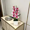 Orquídea Borboleta Artificial de 8 Flores em Vaso Quadrado Decoração Bonsai para Quarto, Casa, Sala de Estar, Flor de Planta com Simulação de Filme 3D