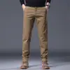 Comercio Exterior Transfronterizo Estilo Coreano Pantalones Casuales de Algodón Puro con Forro de Felpa Pantalones de Moda de Pierna Recta para Hombre Pantalones Gruesos de Negocios Ajustados Otoño e Invierno