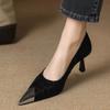 Zapatos de Salón Retro Franceses con Estampado de Leopardo de Punta Tacón Alto de Aguja para Mujer 2025 Moda de Primavera y Otoño Puntera Metálica Anticolisión