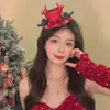 Acessório de Cabeça Sino de Natal Pequeno Chapéu de Coco Acessórios de Cabelo Atmosfera de Natal Chifre de Rena Grampo Fofo Versátil Acessório de Cabeça de Ano Novo