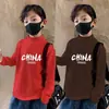 Y2328 # Camiseta Básica de Cuello Alto para Niños Manga Larga Otoño e Invierno 2025 Nuevo Estilo Top Térmico de Terciopelo por Ambos Lados