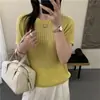 Top de Punto Calado con Pedrería de Manga Corta para Mujer, Nuevo Diseño Verano 2026, Corte Holgado, Adelgazante, Camiseta Versátil, Top Delgado