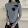 Suéter de punto tridimensional floral estilo francés transfronterizo para mujer, para principios de otoño, temperamento vintage, ajuste ceñido, manga larga