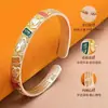 Pulsera Sólida Abierta Gato de la Suerte Plata Pura 9999 Esmalte Chapado en Oro Gato de la Suerte Palabras Auspiciosas Pulsera de Plata Estilo Chino Regalo