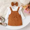 Traje de Dos Piezas para Bebé Niña y Niño Ins Transfronterizo Europeo y Americano Otoño Nuevo Estilo Falda con Tirantes y Lazo Sudadera con Capucha de Manga Larga