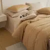 Juego de cuatro piezas de algodón cepillado de color sólido simple Clase A para cama matrimonial, lujo ligero con sensación de alta gama, sábana y funda de edredón de algodón 100% con bloques de color