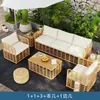 Juego de Sofá y Mesa de Centro Tejidos de Ratán para Exteriores Sala de Estar al Aire Libre Muebles de Patio de Villa Balcón Resistente al Agua Protección Solar Silla de Ratán de Ocio